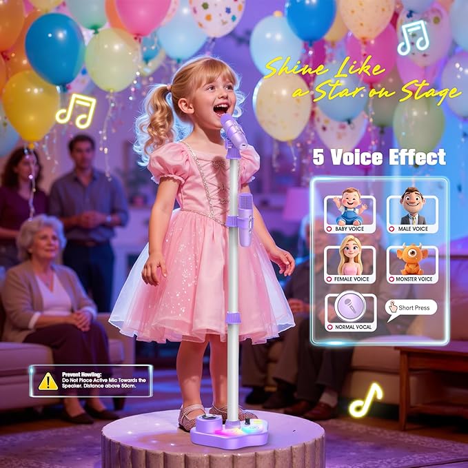 🎄2025 Christmas Sale🎅Microphone Toy, Karaoke Machine Toy with Light
