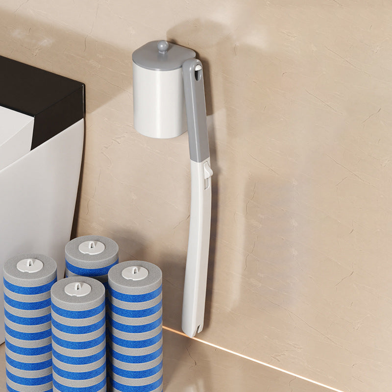Wall-Mounted Disposable Toilet Brush With 6 Refill Heads